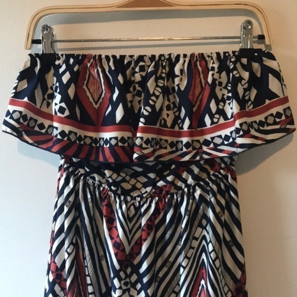 Strapless print maxi dress